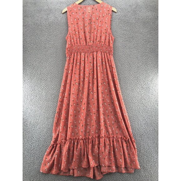 Haute Project Top Women Large Pink Floral Midi Prairie Sleeveless Kimono Open - Picture 3 of 13